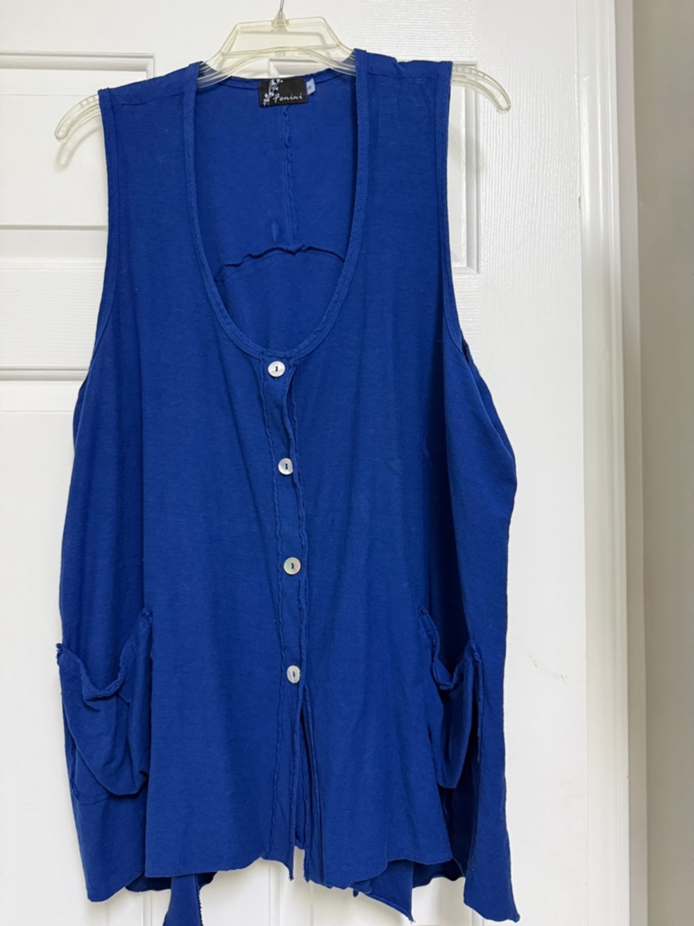 Sleeveless Button-Front Tunic in Royal Blue